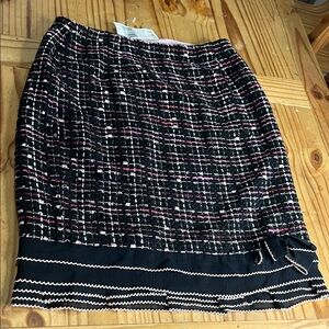 Kay Unger Black and Pink Tweed Pencil Skirt